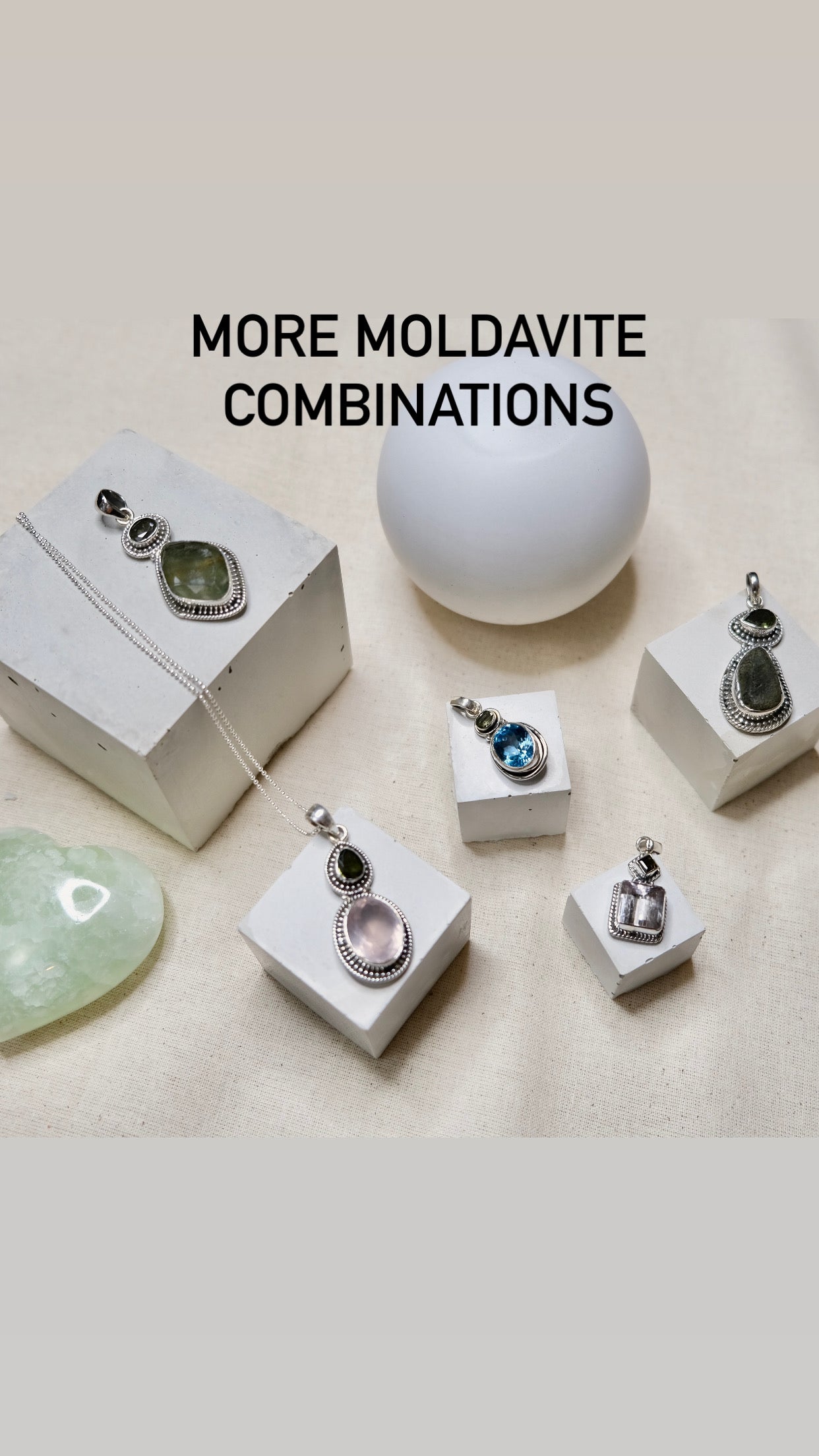 Rose Quartz & Moldavite Sterling Silver Pendant P206