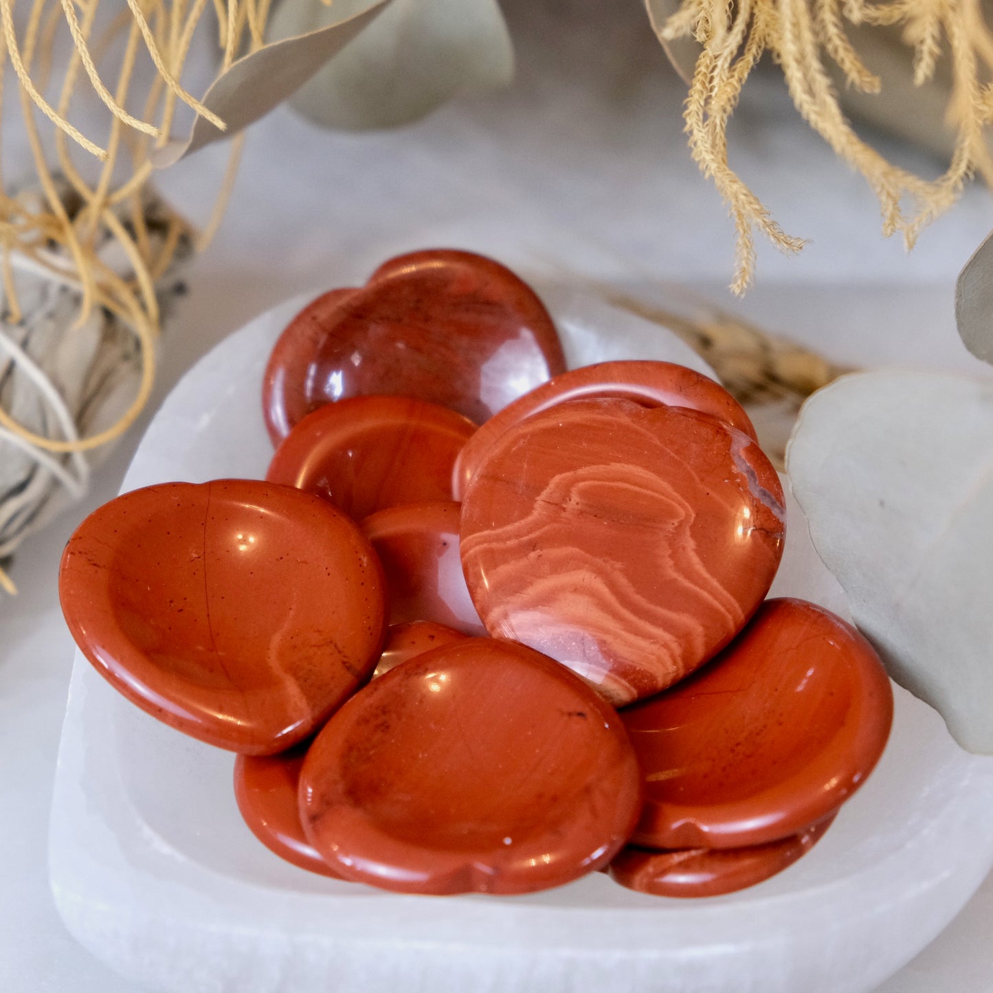 Red jasper heart shaped stones
