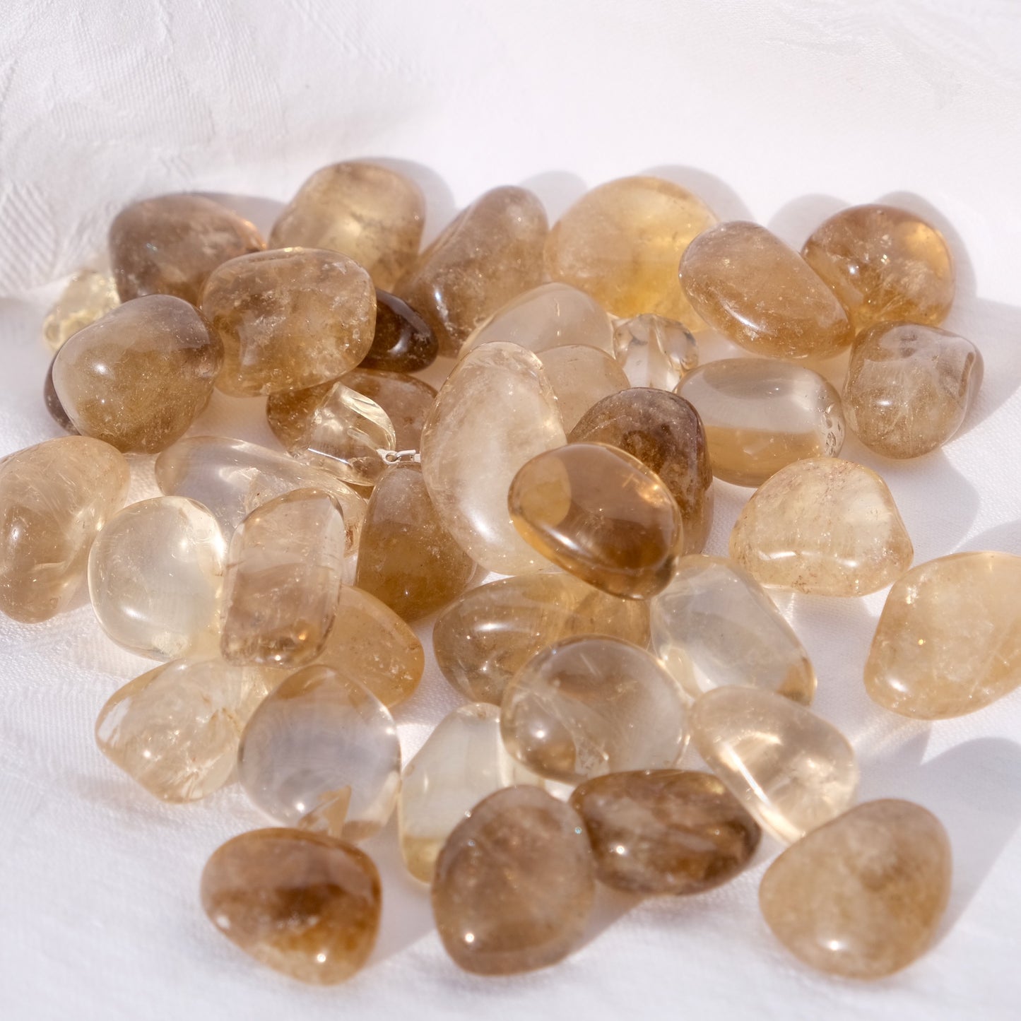 Natural citrine tumbled stones