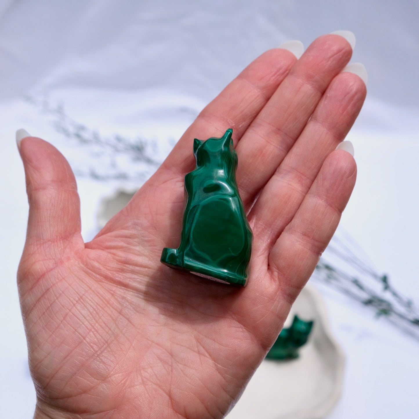 Malachite Cat 5cm x 3cm