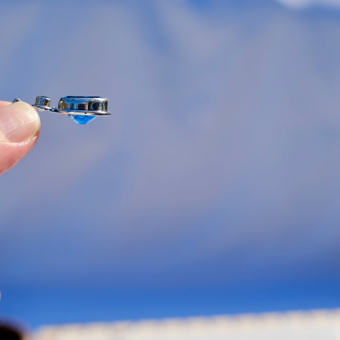blue topaz and moldavite pendant