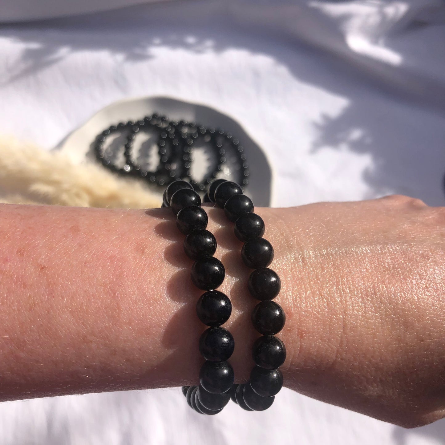 black tourmaline beaded bracelets