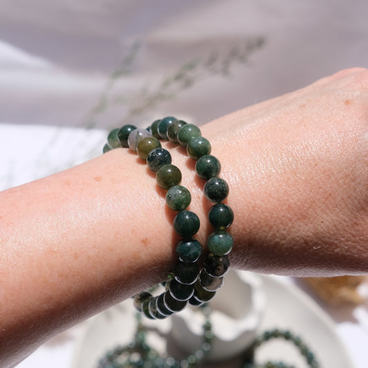 moss agate 8mm beaded bracelets 