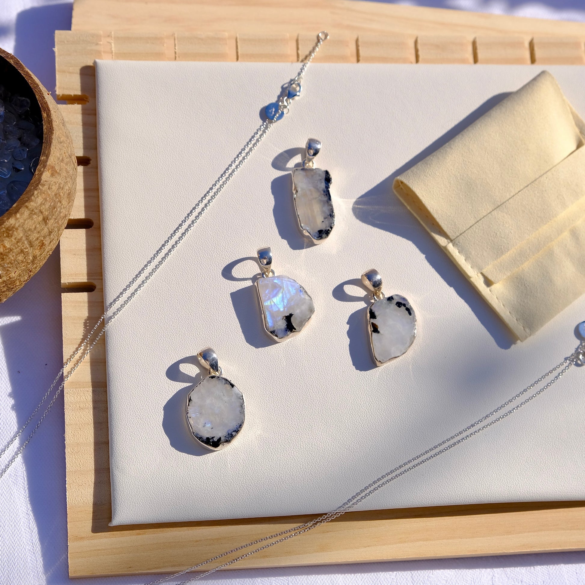 rainbow moonstone pendants