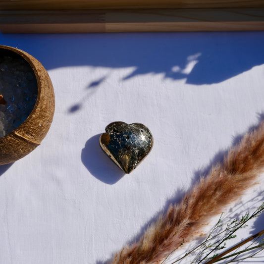 Pyrite polished heart