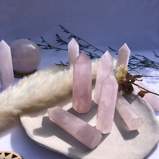 Rose quartz towers 7-8cm tall